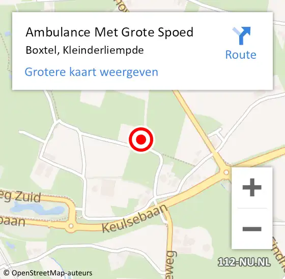 Locatie op kaart van de 112 melding: Ambulance Met Grote Spoed Naar Boxtel, Kleinderliempde op 9 juli 2016 22:07