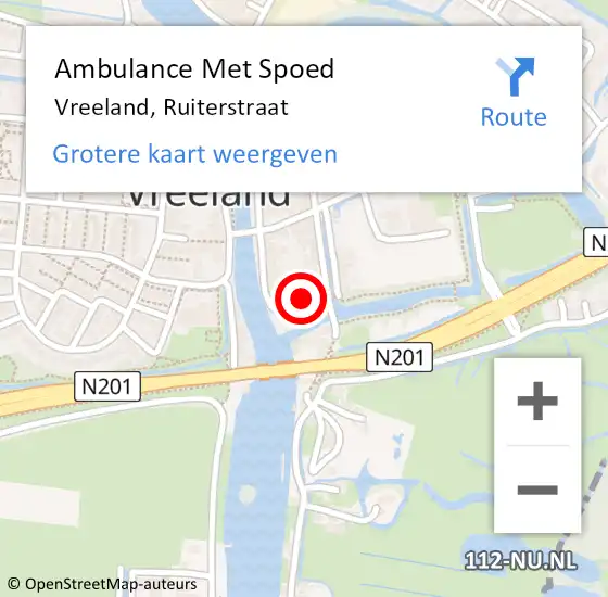 Locatie op kaart van de 112 melding: Ambulance Met Spoed Naar Vreeland, Ruiterstraat op 9 juli 2016 22:45