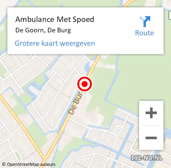 Locatie op kaart van de 112 melding: Ambulance Met Spoed Naar De Goorn, De Burg op 9 juli 2016 23:42