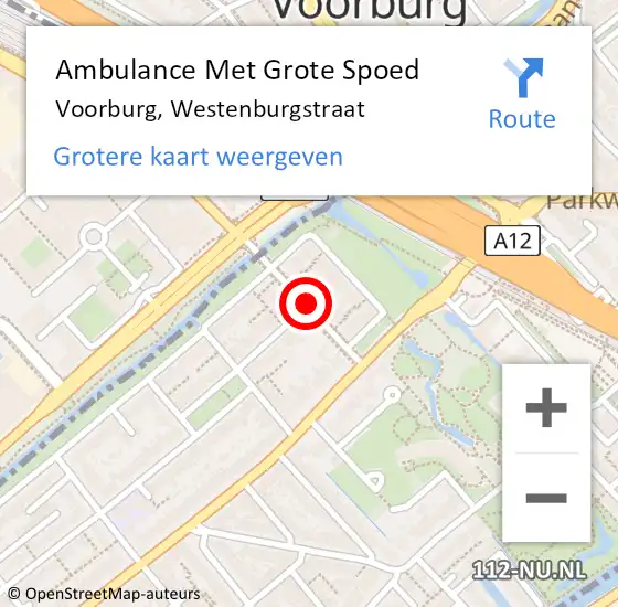 Locatie op kaart van de 112 melding: Ambulance Met Grote Spoed Naar Voorburg, Westenburgstraat op 9 juli 2016 23:55