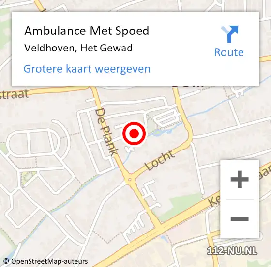 Locatie op kaart van de 112 melding: Ambulance Met Spoed Naar Veldhoven, Het Gewad op 10 juli 2016 00:03