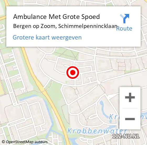 Locatie op kaart van de 112 melding: Ambulance Met Grote Spoed Naar Bergen op Zoom, Schimmelpennincklaan op 10 juli 2016 00:05