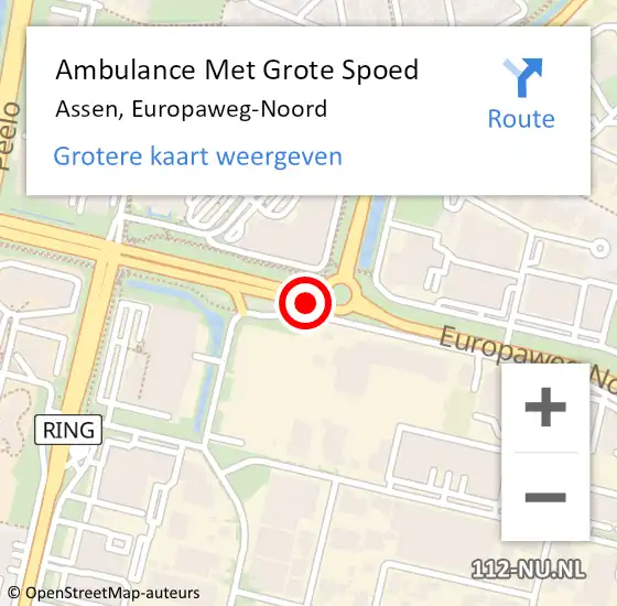 Locatie op kaart van de 112 melding: Ambulance Met Grote Spoed Naar Assen, Europaweg-Noord op 10 juli 2016 02:05