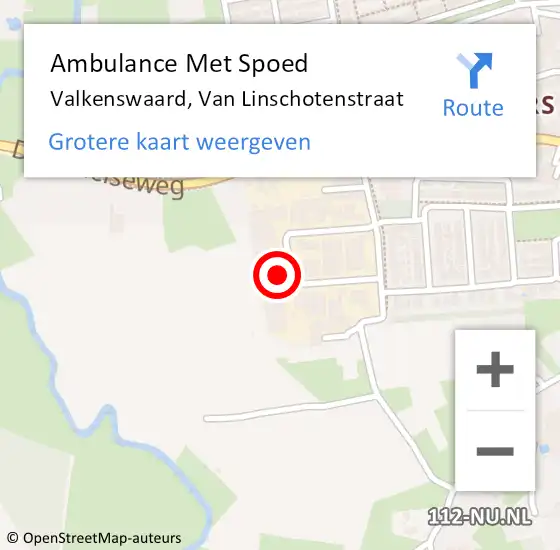 Locatie op kaart van de 112 melding: Ambulance Met Spoed Naar Valkenswaard, Van Linschotenstraat op 10 juli 2016 02:05