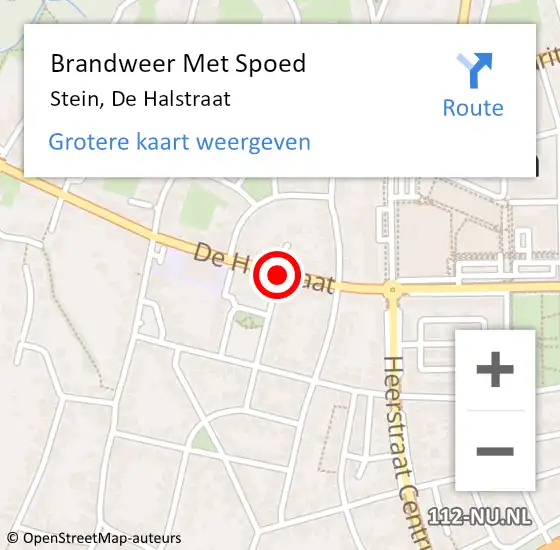 Locatie op kaart van de 112 melding: Brandweer Met Spoed Naar Stein, De Halstraat op 10 juli 2016 03:39