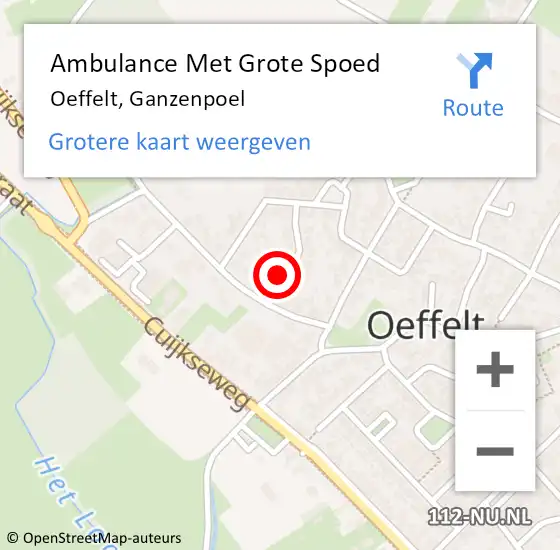 Locatie op kaart van de 112 melding: Ambulance Met Grote Spoed Naar Oeffelt, Ganzenpoel op 10 juli 2016 03:54