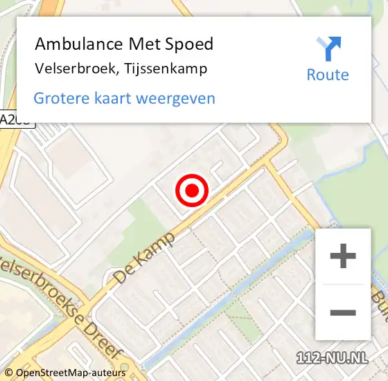 Locatie op kaart van de 112 melding: Ambulance Met Spoed Naar Velserbroek, Tijssenkamp op 10 juli 2016 05:00