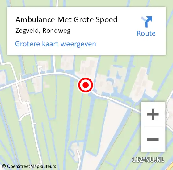 Locatie op kaart van de 112 melding: Ambulance Met Grote Spoed Naar Zegveld, Rondweg op 10 juli 2016 06:48