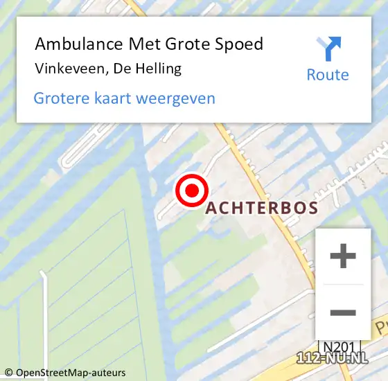 Locatie op kaart van de 112 melding: Ambulance Met Grote Spoed Naar Vinkeveen, De Helling op 10 juli 2016 07:35