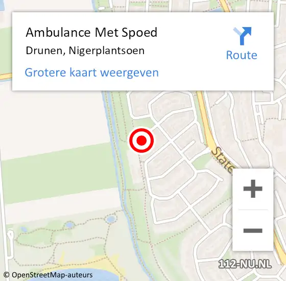 Locatie op kaart van de 112 melding: Ambulance Met Spoed Naar Drunen, Nigerplantsoen op 10 juli 2016 08:07