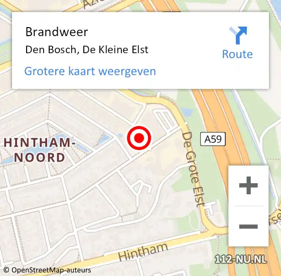 Locatie op kaart van de 112 melding: Brandweer Rosmalen, De Kleine Elst op 10 juli 2016 08:37