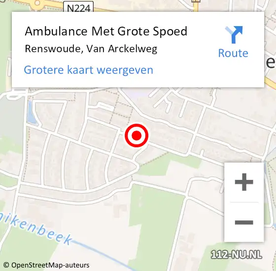 Locatie op kaart van de 112 melding: Ambulance Met Grote Spoed Naar Renswoude, Van Arckelweg op 10 juli 2016 08:46