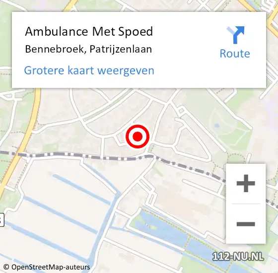 Locatie op kaart van de 112 melding: Ambulance Met Spoed Naar Bennebroek, Patrijzenlaan op 10 juli 2016 08:55