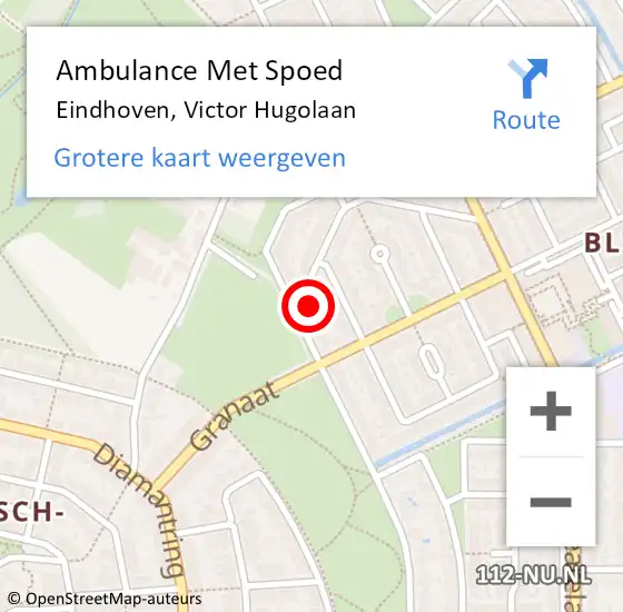 Locatie op kaart van de 112 melding: Ambulance Met Spoed Naar Eindhoven, Victor Hugolaan op 10 juli 2016 09:24