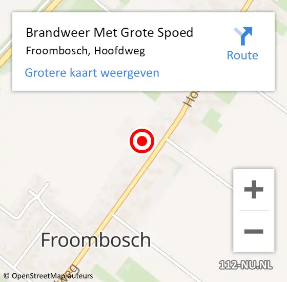 Locatie op kaart van de 112 melding: Brandweer Met Grote Spoed Naar Froombosch, Hoofdweg op 10 juli 2016 09:24