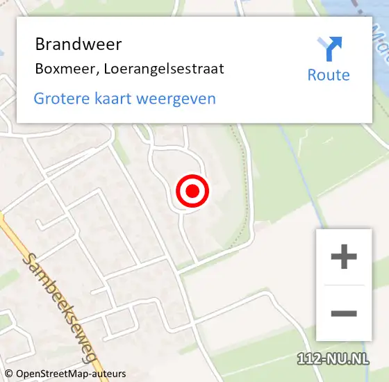 Locatie op kaart van de 112 melding: Brandweer Boxmeer, Loerangelsestraat op 10 juli 2016 09:32