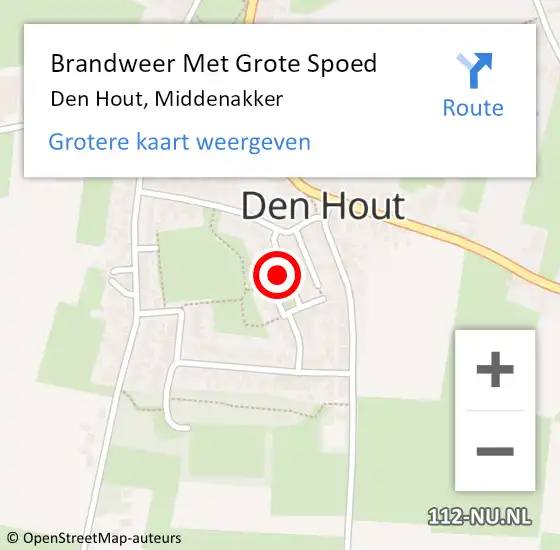 Locatie op kaart van de 112 melding: Brandweer Met Grote Spoed Naar Den Hout, Middenakker op 10 juli 2016 09:49