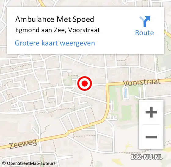 Locatie op kaart van de 112 melding: Ambulance Met Spoed Naar Egmond aan Zee, Voorstraat op 10 juli 2016 10:03