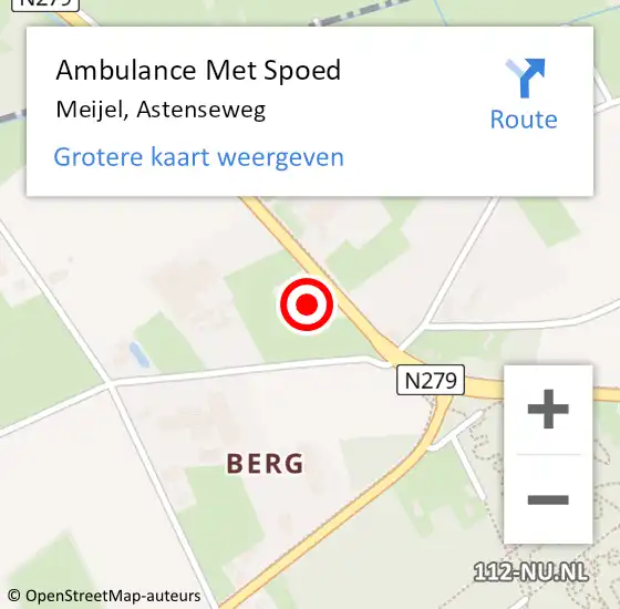 Locatie op kaart van de 112 melding: Ambulance Met Spoed Naar Meijel, Astenseweg op 10 juli 2016 10:40