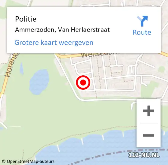 Locatie op kaart van de 112 melding: Politie Ammerzoden, Van Herlaerstraat op 20 december 2013 17:18