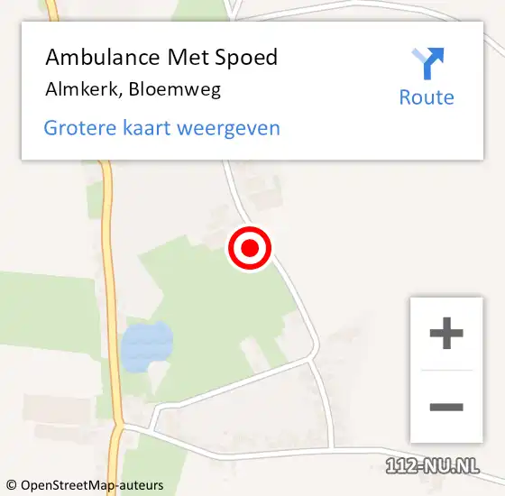 Locatie op kaart van de 112 melding: Ambulance Met Spoed Naar Almkerk, Bloemweg op 10 juli 2016 11:13