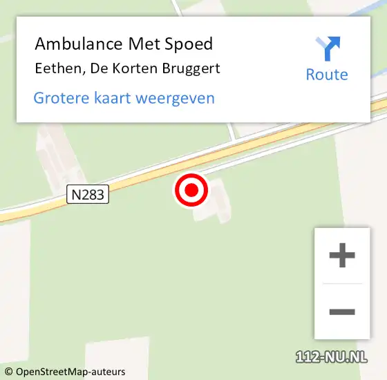 Locatie op kaart van de 112 melding: Ambulance Met Spoed Naar Eethen, De Korten Bruggert op 10 juli 2016 11:14