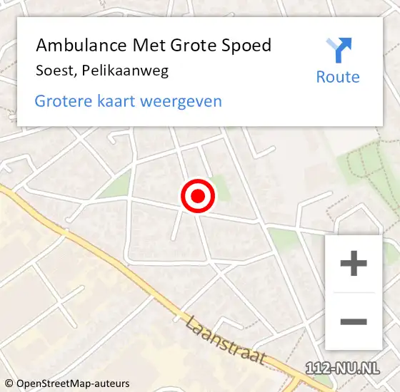 Locatie op kaart van de 112 melding: Ambulance Met Grote Spoed Naar Soest, Pelikaanweg op 10 juli 2016 11:15