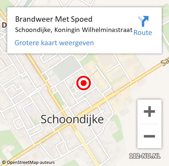 Locatie op kaart van de 112 melding: Brandweer Met Spoed Naar Schoondijke, Koningin Wilhelminastraat op 16 september 2013 17:49