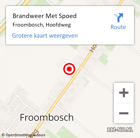 Locatie op kaart van de 112 melding: Brandweer Met Spoed Naar Froombosch, Hoofdweg op 10 juli 2016 11:15