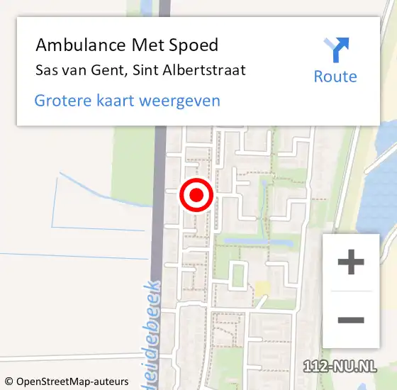 Locatie op kaart van de 112 melding: Ambulance Met Spoed Naar Sas van Gent, Sint Albertstraat op 10 juli 2016 11:17