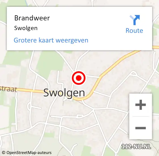 Locatie op kaart van de 112 melding: Brandweer Swolgen op 10 juli 2016 11:32