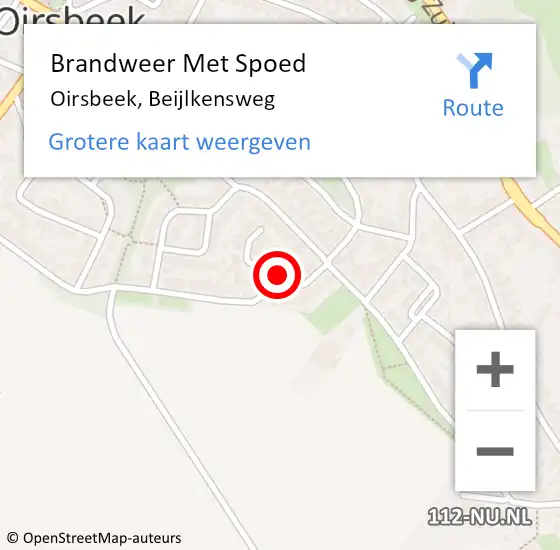 Locatie op kaart van de 112 melding: Brandweer Met Spoed Naar Oirsbeek, Beijlkensweg op 10 juli 2016 12:56