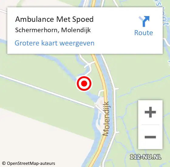 Locatie op kaart van de 112 melding: Ambulance Met Spoed Naar Schermerhorn, Molendijk op 10 juli 2016 13:53