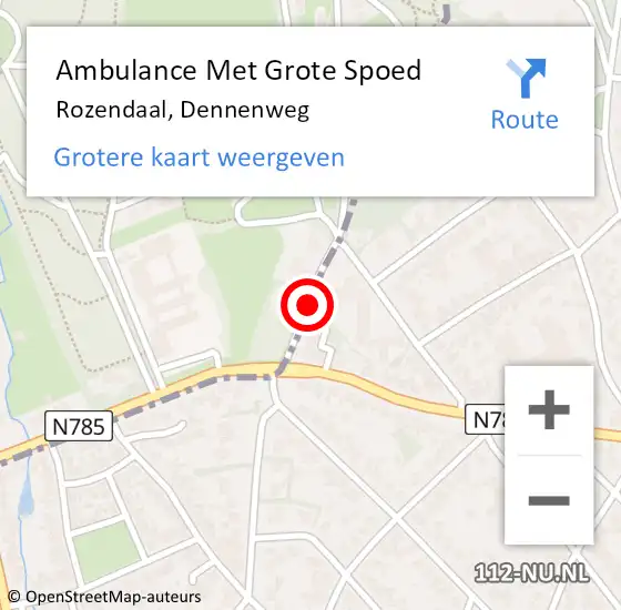 Locatie op kaart van de 112 melding: Ambulance Met Grote Spoed Naar Rozendaal, Dennenweg op 10 juli 2016 13:55