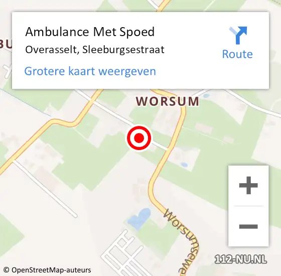 Locatie op kaart van de 112 melding: Ambulance Met Spoed Naar Overasselt, Sleeburgsestraat op 10 juli 2016 13:57