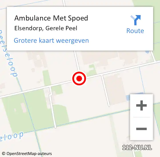 Locatie op kaart van de 112 melding: Ambulance Met Spoed Naar Elsendorp, Gerele Peel op 10 juli 2016 13:57