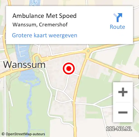 Locatie op kaart van de 112 melding: Ambulance Met Spoed Naar Wanssum, Cremershof op 10 juli 2016 14:00