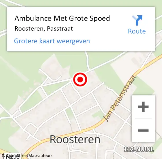 Locatie op kaart van de 112 melding: Ambulance Met Grote Spoed Naar Roosteren, Passtraat op 10 juli 2016 14:02