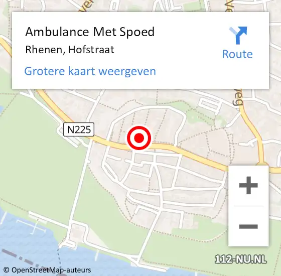 Locatie op kaart van de 112 melding: Ambulance Met Spoed Naar Rhenen, Hofstraat op 10 juli 2016 14:55