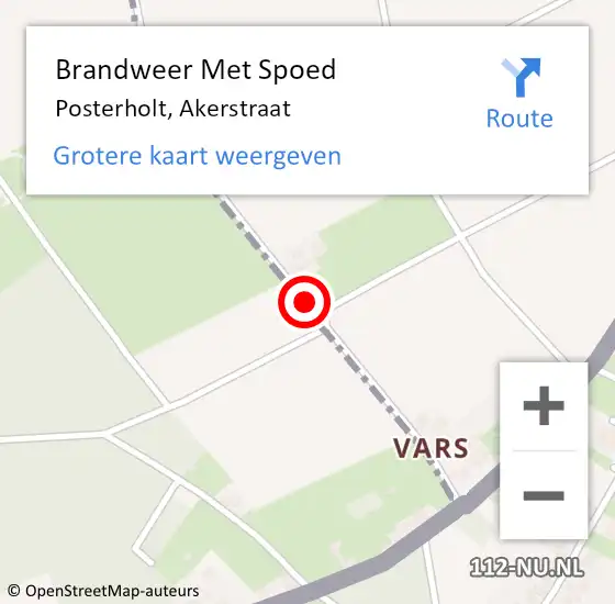 Locatie op kaart van de 112 melding: Brandweer Met Spoed Naar Posterholt, Akerstraat op 10 juli 2016 15:07