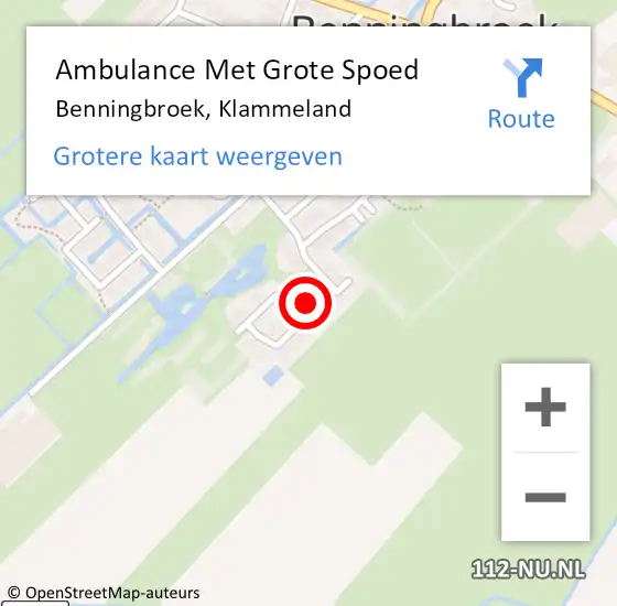 Locatie op kaart van de 112 melding: Ambulance Met Grote Spoed Naar Benningbroek, Klammeland op 10 juli 2016 16:00