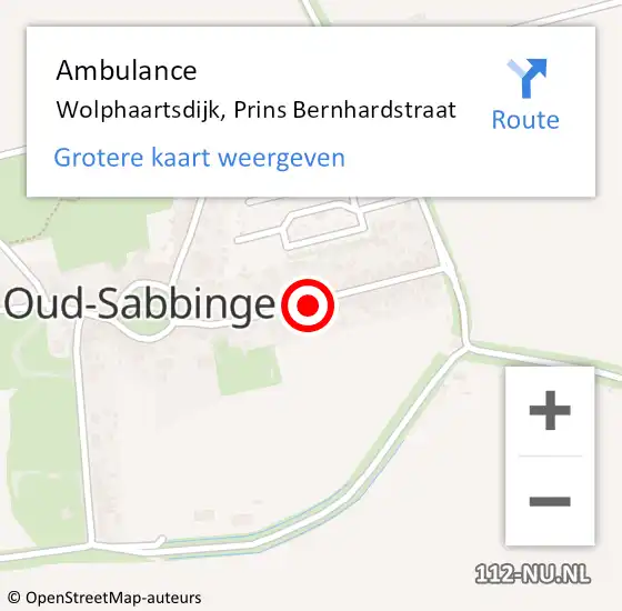 Locatie op kaart van de 112 melding: Ambulance Wolphaartsdijk, Prins Bernhardstraat op 10 juli 2016 16:00