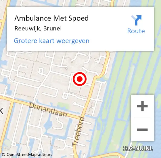 Locatie op kaart van de 112 melding: Ambulance Met Spoed Naar Reeuwijk, Brunel op 10 juli 2016 16:15