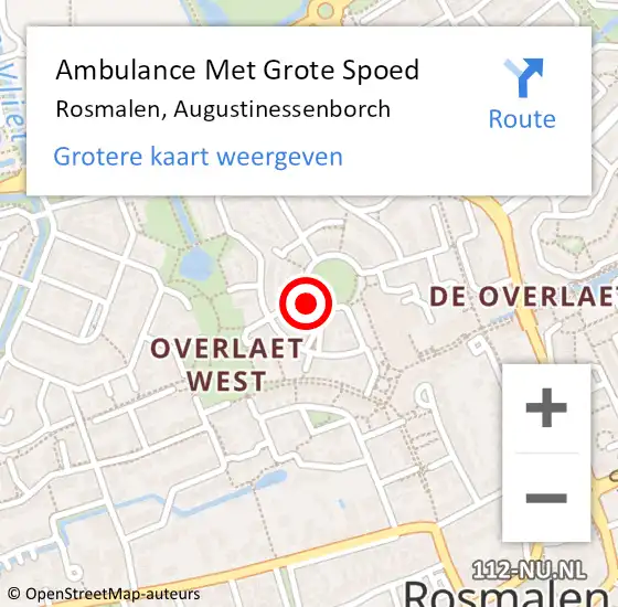 Locatie op kaart van de 112 melding: Ambulance Met Grote Spoed Naar Rosmalen, Augustinessenborch op 10 juli 2016 16:31