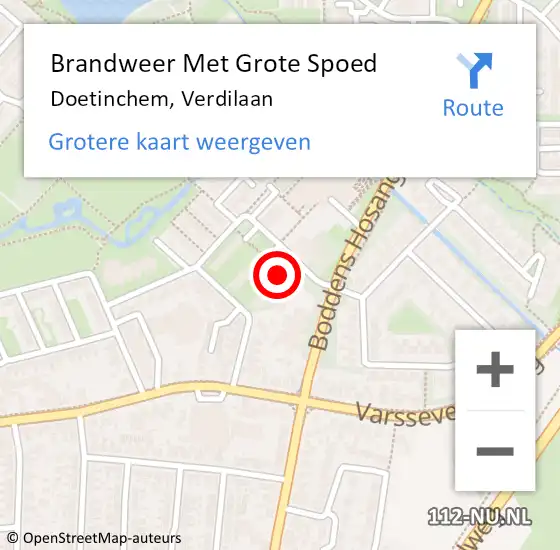 Locatie op kaart van de 112 melding: Brandweer Met Grote Spoed Naar Doetinchem, Verdilaan op 10 juli 2016 17:20