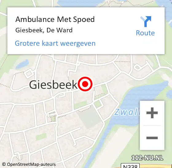 Locatie op kaart van de 112 melding: Ambulance Met Spoed Naar Giesbeek, De Ward op 10 juli 2016 18:12