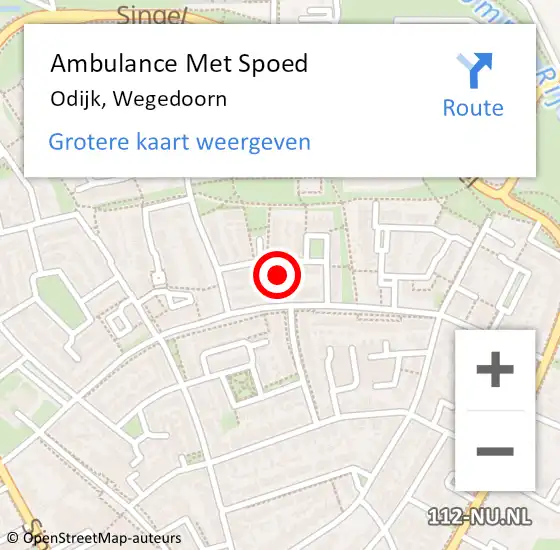 Locatie op kaart van de 112 melding: Ambulance Met Spoed Naar Odijk, Wegedoorn op 10 juli 2016 18:33