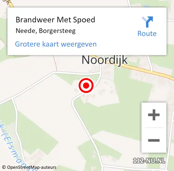 Locatie op kaart van de 112 melding: Brandweer Met Spoed Naar Neede, Borgersteeg op 10 juli 2016 19:09