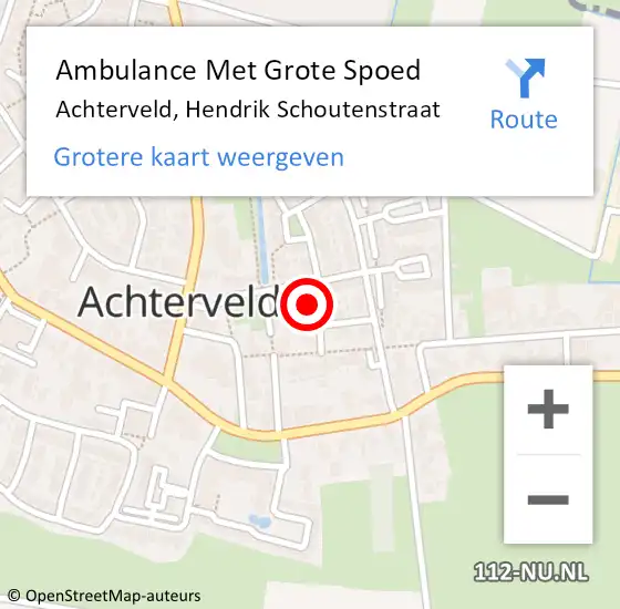 Locatie op kaart van de 112 melding: Ambulance Met Grote Spoed Naar Achterveld, Hendrik Schoutenstraat op 10 juli 2016 19:09