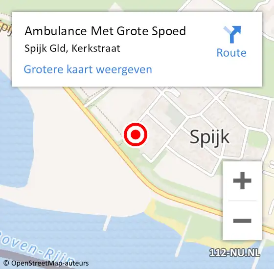 Locatie op kaart van de 112 melding: Ambulance Met Grote Spoed Naar Spijk Gld, Kerkstraat op 10 juli 2016 19:10